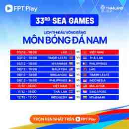 ảnh chụp màn hình sea games 33 môn bóng đá nam