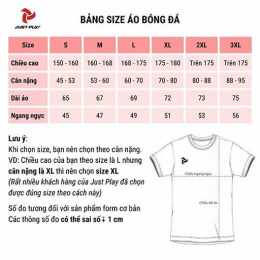 bảng size áo bóng đá sao việt