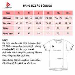 bảng size quần áo bóng đá trẻ em