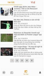 giao diện app bóng đá tv 90