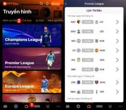 giao diện app tiếp đá bóng