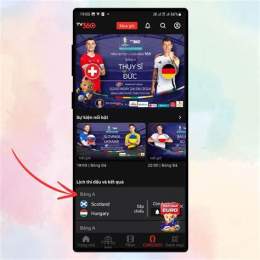 giao diện app xem bóng đá trực tiếp euro