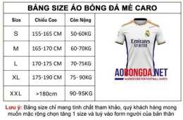 hướng dẫn sử dụng bảng size áo bóng đá sao việt