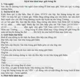 hướng dẫn sử dụng kịch bản bế mạc giải bóng đá