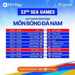 lịch seagame bóng đá nam hôm nay