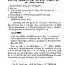 lời dẫn chương trình khai mạc giải bóng đá