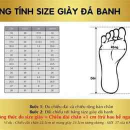 size giày bóng đá mizuno