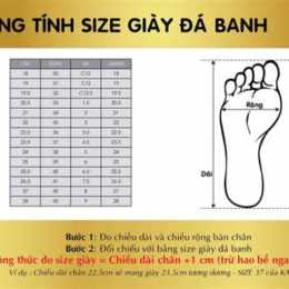 size giày đá bóng mizuno