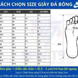 size giày nike đá bóng